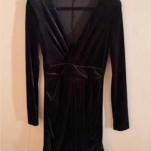 SHEIN Black Velvet Long Sleeve Dress